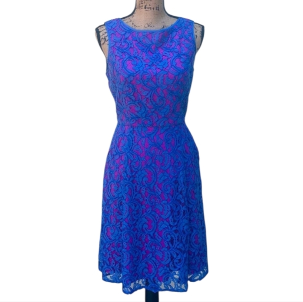 Adrianne Papell lace fuchsia and purple Party Cocktail dress size 12, 14 new